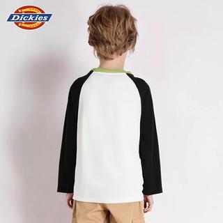 Dickies童装2025年男女童长袖t恤儿童纯棉洋气拼接插肩打底衫