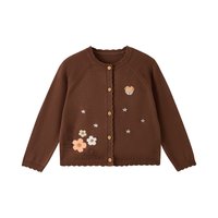 PawinPaw卡通小熊童装25年秋季女宝宝毛织开衫外套舒适软糯 Brown棕色/85 130