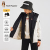暇步士（Hush Puppies）【三防】童装儿童男女大童冬新款舒适时尚户外简约拼色风衣 钻石黑 【可拆卸 三合一】 160