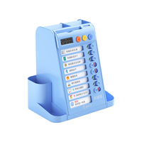 【超级】猫太子自律打卡器旋转笔筒收纳盒大容量桌面多功能儿童文具笔桶学习用品 静谧蓝 【升级计时款】自律旋转笔筒-蓝