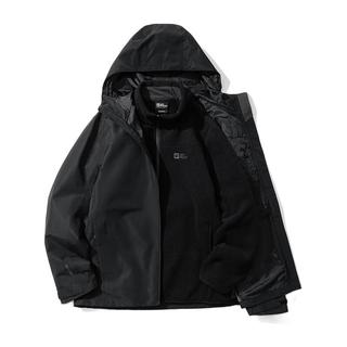 Jack Wolfskin狼爪25秋冬TAUBENBERG男款户外抓绒三合一冲锋衣外套A65384 黑色/6000 2XL