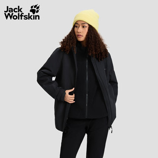 Jack Wolfskin狼爪25秋冬TAUBENBERG男款户外抓绒三合一冲锋衣外套A65384 黑色/6000 2XL