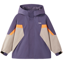 马骑顿 男童25秋户外工装撞色拼块宽松连帽外套登山服 紫色 160