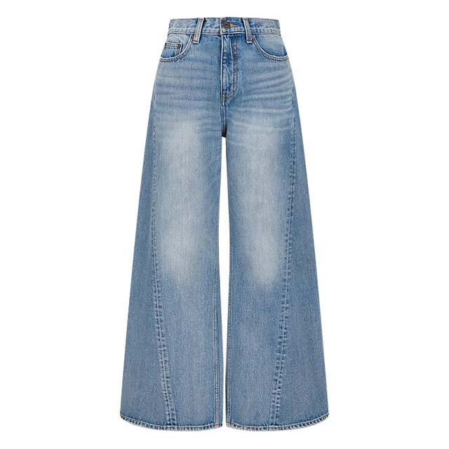 moussy 2025新品复古时髦水洗阔腿裤棉质牛仔裤028ISA11-1641 110蓝色 L