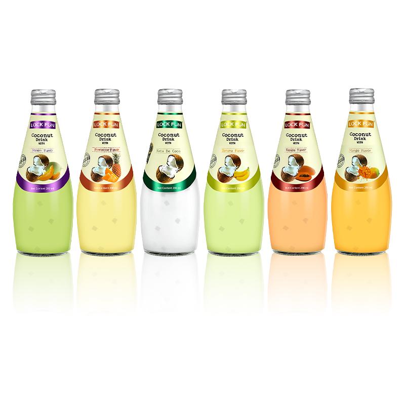 泰国乐可芬Lockfun椰子水果汁饮料整箱多口味混合290ml12瓶装