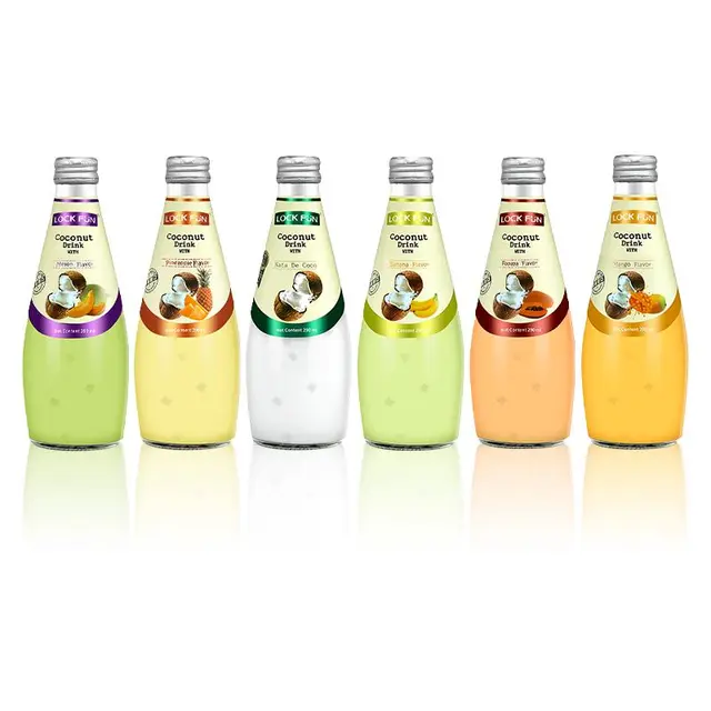 泰国乐可芬Lockfun椰子水果汁饮料整箱多口味混合290ml12瓶装