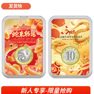马甸藏品2025年蛇年生肖纪念币纪念钞蛇钞蛇币二轮生肖纪念币 单枚+彩绘盒