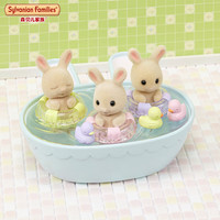 Sylvanian Families森贝儿家族牛奶兔三胞胎洗澡套装女孩过家家仿真玩具玩偶 儿童