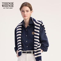 TEENIE WEENIE 小熊女装衬衫 气质通勤简约刺绣长袖衬衣 藏青色