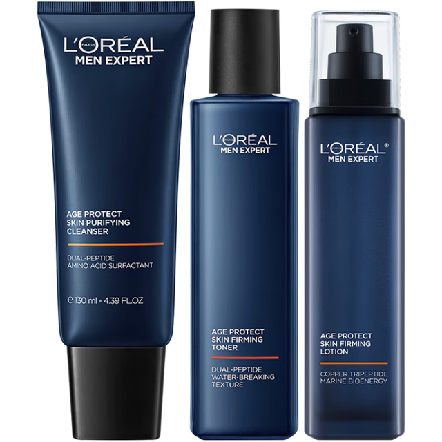 巴黎欧莱雅 欧莱雅男士淡纹套装紧致抗皱抗老保湿控油洗面奶水乳护肤品礼物