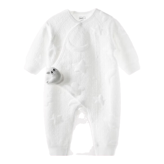 aqpa新生婴儿衣服秋冬季夹丝夹棉宝宝连体哈衣 云母