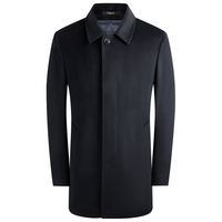 雅戈尔（YOUNGOR）【牦牛绒+可拆卸羽绒内胆】2025冬季男商务保暖翻领羊毛羽绒大衣 藏青 2XL 185/104A （160-170斤）