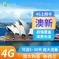 新西兰电话卡澳大利亚手机上网卡5G/4G高速流量卡澳新通用旅游SIM 30天（总量20GB高速）