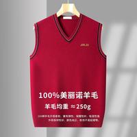 金菊 【100%绵羊毛&250g】男士V领百搭时尚休闲羊毛衫马甲