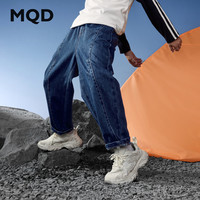 MQD 马骑顿 男童学院风立体剪裁撞色口袋牛仔裤 深牛仔蓝