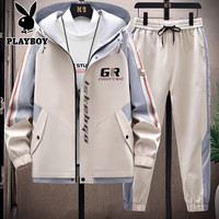 PLAYBOY/花花公子 加绒加厚 男士工装连帽夹克套装