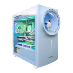 纽索 星耀舰3 冰晶蓝专属电脑主机箱（次二元风格/赠专属盲盒/MATX主板位/ARGB同步灯效/360水冷） 【冰晶蓝