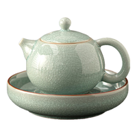 金镶玉冰片汝窑西施壶 功夫茶具陶瓷茶壶开片冰裂泡茶壶家用 陈为勤手作