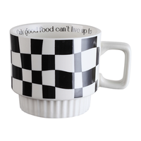 美厨 【复古棋盘格叠叠马克杯】家居办公咖啡杯牛奶杯早餐杯陶瓷杯