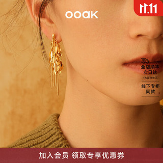 OOAK【人气推荐】麦穗流苏长款耳饰气质时尚百搭原创设计耳环节日礼物 麦穗流苏短耳环（左）