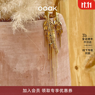 OOAK【人气推荐】麦穗流苏长款耳饰气质时尚百搭原创设计耳环节日礼物 麦穗流苏短耳环（左）