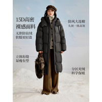 茵曼2025秋冬女装快热纱泡芙无胆羽绒服立体绒包短款保暖外套 黑色-长款18548453 M 161-165cm /101-110斤