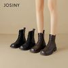 JOSINY 卓诗尼 马丁靴女2025年秋冬新款加绒英伦风短靴女粗跟厚底切尔西靴