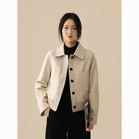 百亿补贴：KELE COCO 短款小翻领荔枝皮纹真皮皮衣女新款韩版绵羊皮夹克外套