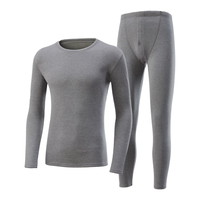 海澜之家保暖内衣男士秋冬圆领复合绒420g超柔加绒加厚秋衣秋裤套装 中灰8011 2XL （180高/130-150斤）