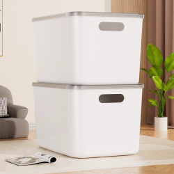 稻草熊 DOCOXO）加厚收纳箱 奶白大号带盖18L*2
