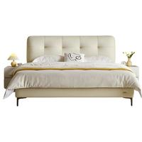 全友家居 头层牛皮真皮床奶油风软包床头主卧室床1.8米双人大床116082 牛皮|软床单床A(厂家)