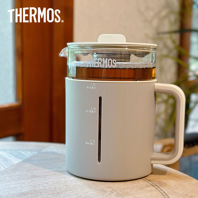 THERMOS 膳魔师 养生壶 煮茶壶 烧水壶 带茶漏煮茶器8小时保温迷你养生壶 1.2L EHA-1613E-B