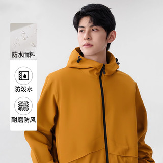 班尼路S&K系列冲锋夹克男士舒适透气纯色系防泼水户外旅行三效合一外套 【防风性】-豆绿#纯色 M