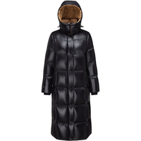 波司登25年羽绒服女士冬季鹅绒加厚脱卸帽宽松超长款泡芙时尚外套 曜金黑-亮光|8613 S 160/84A 体重约110-125斤