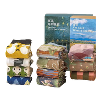 猪小耙（ZHUXIAOPA）礼盒袜子梵高油画风中筒袜女轻奢小众文艺复古袜子女 混色 梵高风车 4双 均码 36-42码