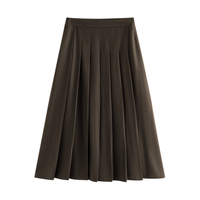 羊毛法兰绒百褶半身裙女装春秋款高腰显瘦a字长裙子