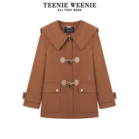TeenieWeenie小熊奥莱女装时髦秋季绵羊毛混纺大翻领外套毛呢大衣 A-卡其色 155/XS