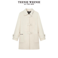 TeenieWeenie小熊奥莱女装时髦秋季绵羊毛混纺大翻领外套毛呢大衣 B-象牙白 165/M