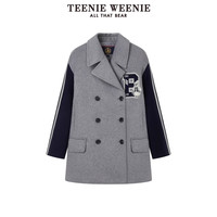 TeenieWeenie小熊奥莱女装时髦秋季绵羊毛混纺大翻领外套毛呢大衣 C-灰色 155/XS