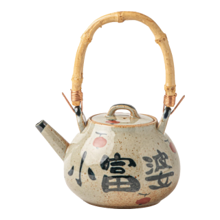 悠瓷（youcci）小富婆手绘中式茶壶套装粗陶高颜值提梁壶女士一人小壶泡茶壶茶具 青花提手圆肚壶-小富婆