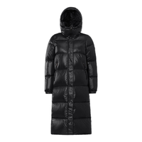黑冰【清仓】秋冬女过膝长款鸭绒连帽轻量保暖防风羽绒服外套 FAF8961 黑色 M