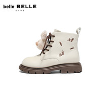 百丽趣味印花马丁靴童鞋2025冬挂饰短靴L2008D95 米色 36