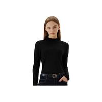 ELAND衣恋长袖T恤女半高领弹力修身舒适打底衫2024秋季 黑色(19)Black M/165