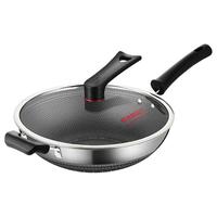 炊大皇不粘锅炒锅家用316不锈钢电磁炉燃气灶适用平底炒菜锅