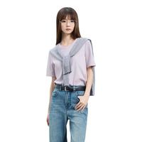3COLOUR/三彩 25春季圆领正肩纯色短袖T恤
