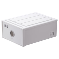 茶花抽屉收纳箱卧室杂物衣橱储物盒桌面收纳盒25.5*19*10cm 白色2只