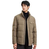 雪中飞 SNOWFLYING羽绒服男士冬季轻商务干练立领美拉德色系纯色时尚百搭防寒服外套 卡其色 XL (180)