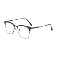 潮库眉线框近视眼镜男女同款防辐射眼镜框电脑手机护目眼镜架 17106 黑银色 配1.74防蓝光0-1200度