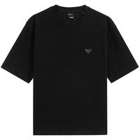 GXG男装 310g小香风肌理面料宽松休闲圆领短袖T恤男士 24年夏新品