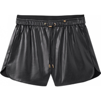 太平鸟女装2024年秋冬品质PU短裤 黑色 S